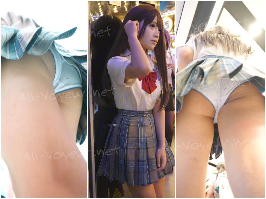 (BC-AA-679)サスペンダードレスを着た若い女性の臀部に縫い目のないインナー生地が挿入されている…前面と側面の陰毛が露出している。
