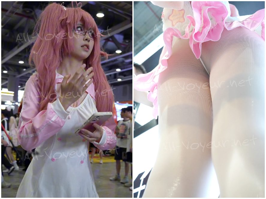 (BC-SSS-115) ツインポニーテールで下着をつけていないように見えるコスプレイヤー…白いストッキングを履いて、キュッと引き締まったお尻を披露。