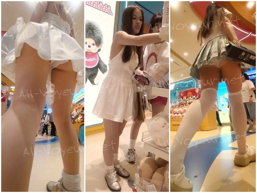 239 - デニムのフリルスカート、スクールガール風、白いレースのランジェリー