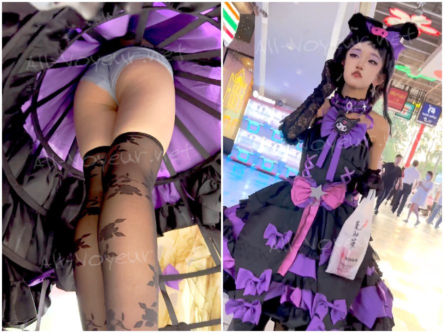 [KFC] 女子学生コスプレイヤーのヤオ・メイが展示会を訪問 - 半透明の下着、ローアングルCD、お尻の割れ目が見える。