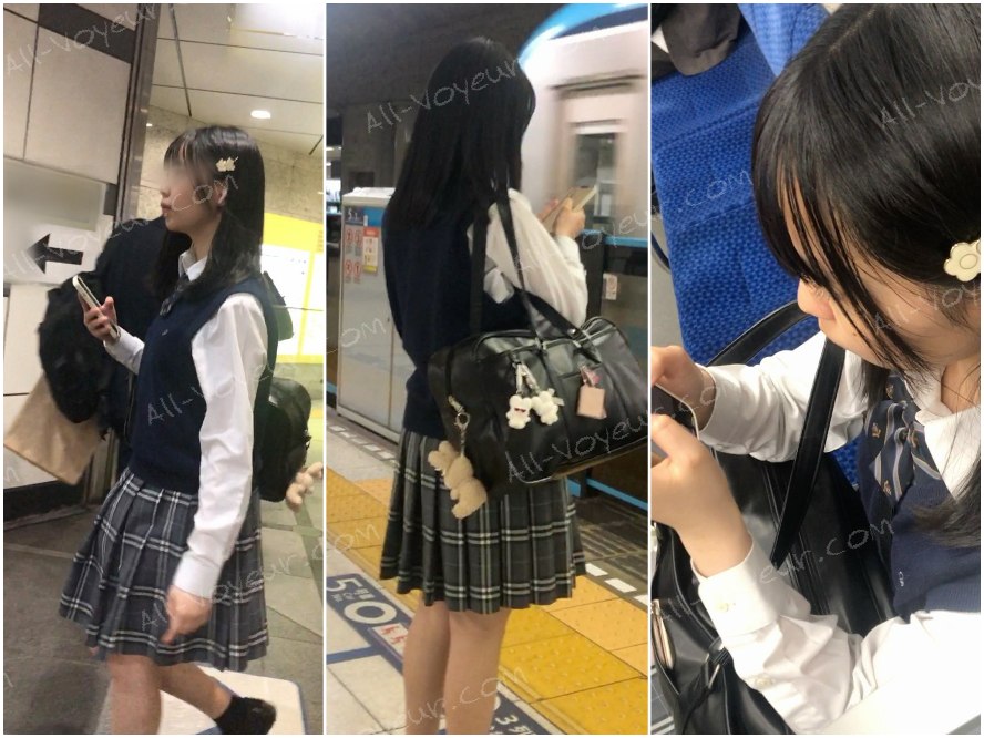 【放課後の眺め161】あどけなさが残る真面目ＪＫを電車内で観察！