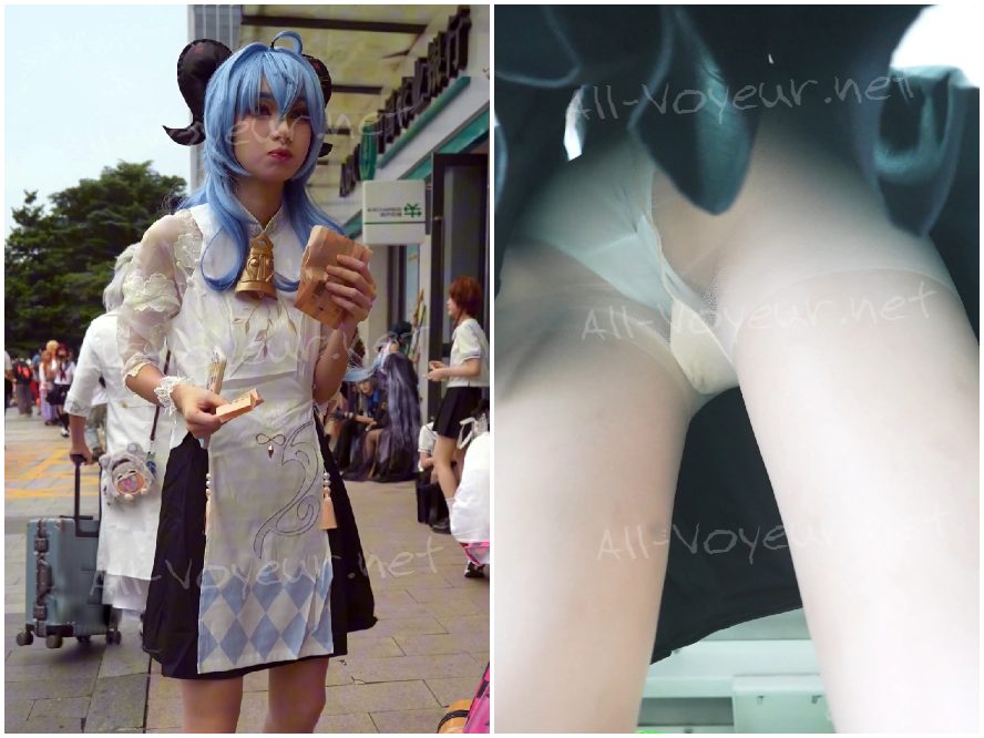 展示ブースでは、コスプレイヤーに扮したモデルたちが安全用のショートパンツを着用していた…その様子はすべてカメラで撮影された。