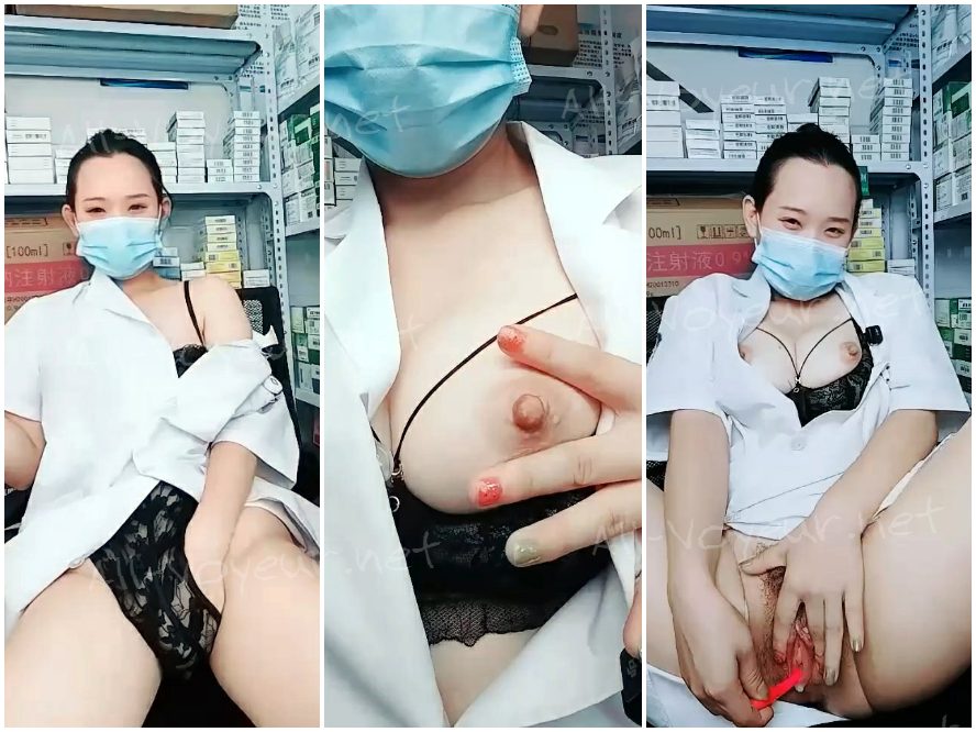 病院の薬局！チラ見せ：巨大な胸と大きなお尻が振動して激しく動き、信じられないほど快感！12