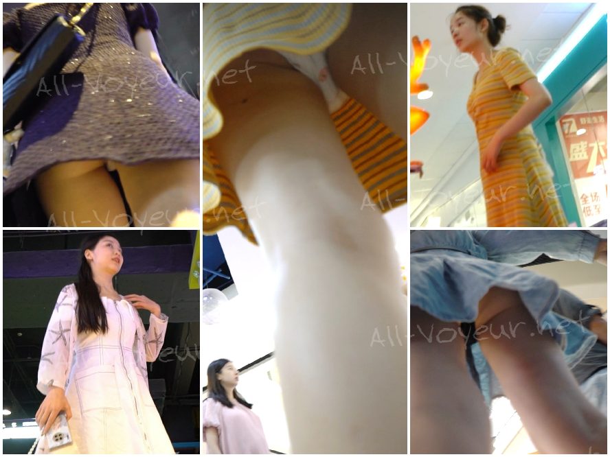 (原文:孔成)白いドレスを着た若い女性がスーパーマーケットで買い物をしている。彼女の淡い青色の継ぎ目のないNラインのドレスは、ふっくらとしたヒップにぴったりとフィットしている。