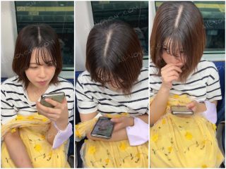 【推定B~Cカップ12】透け感のある前髪とふっくらした唇が映えるお姉さん！おっぱいの膨らみ撮影！