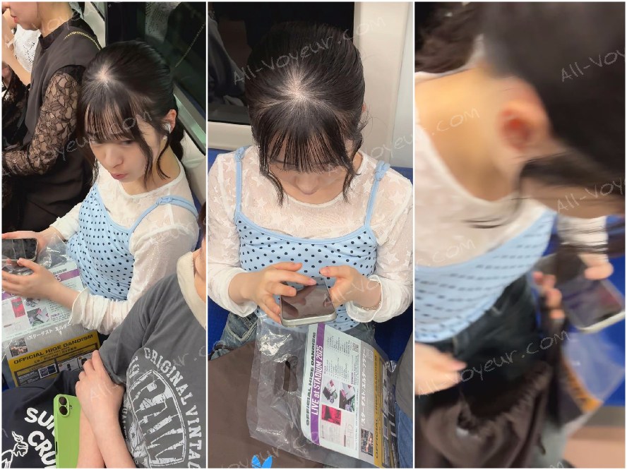 【推定A~Bカップ10】ママとライブ帰り中の可愛い細身の子!細身のおっぱいの膨らみ観察!